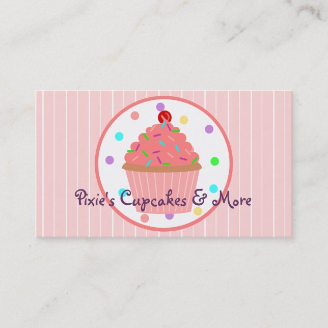 Carte De Visite Le rose arrose Baker de petit gâteau ou le (Devant)