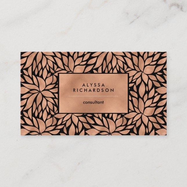 Carte De Visite Le Rose tendance Luxe Faux Gold Floral (Devant)