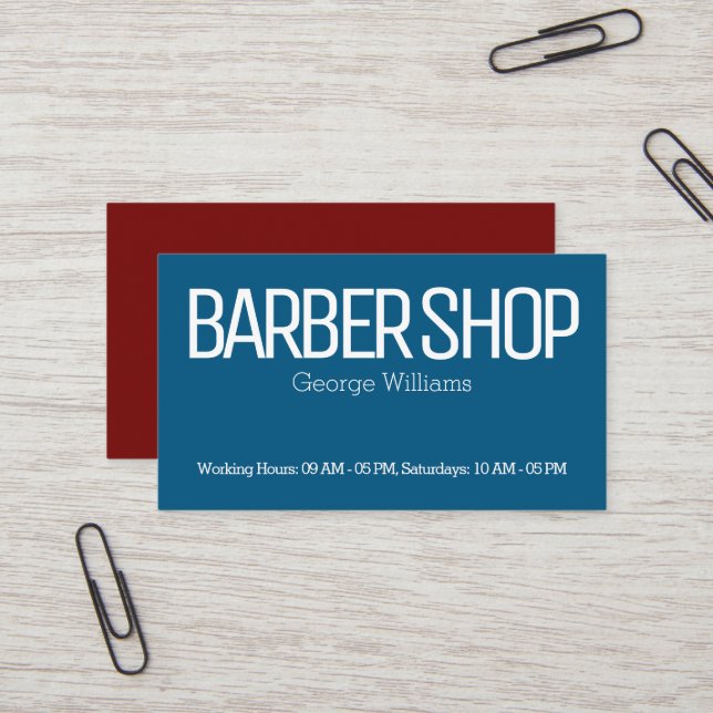 Carte De Visite Le rouge bleu dégrossit moderne (Devant/Arrière en situation)