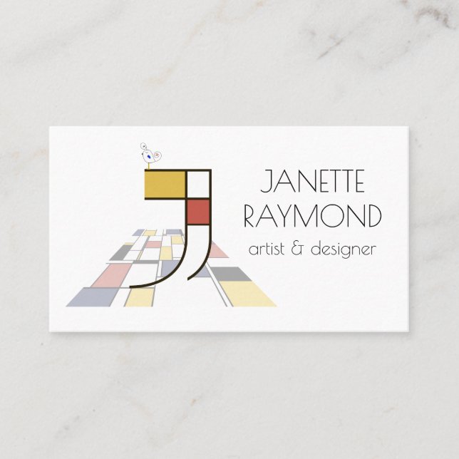 Carte De Visite Le style néoplasticisme art monogramme. Lettre J (Devant)