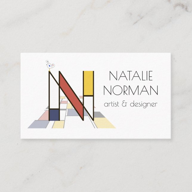 Carte De Visite Le style néoplasticisme art monogramme. Lettre N (Devant)