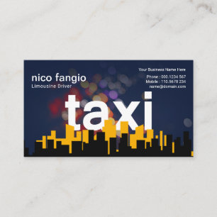 Carte De Visite Le TAXI flottant illumine la nuit Bokeh City Skyli
