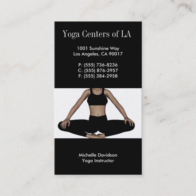 Carte De Visite Le yoga détendent le noir (Devant)