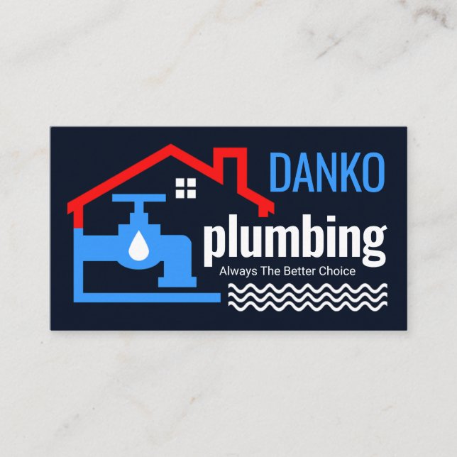 Carte De Visite Leaking Blue Faucet Under Building (Devant)