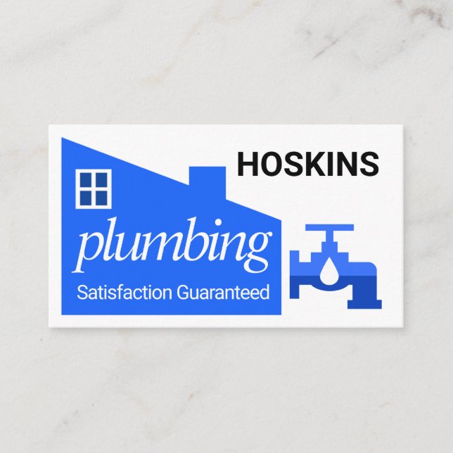 Carte De Visite Leaking Faucet Blue Home Building Plumbing (Devant)