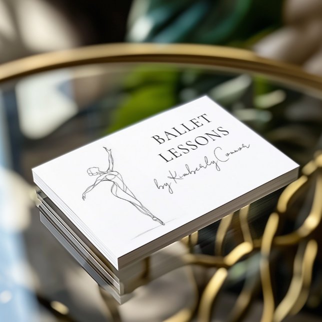 Carte De Visite Leçons de ballet Un trait de trait Ballerina (Perfect for business)