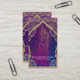Carte De Visite Leçons de danse du ventre Purple & Gold Danseuses 