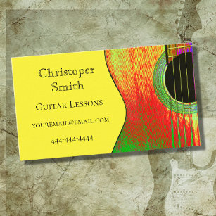 Carte De Visite Leçons de guitare aux instruments de musique rouge