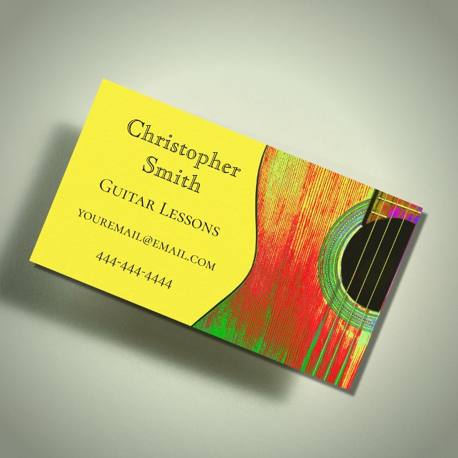 Carte De Visite Leçons de guitare musicale Jaune (Créateur téléchargé)