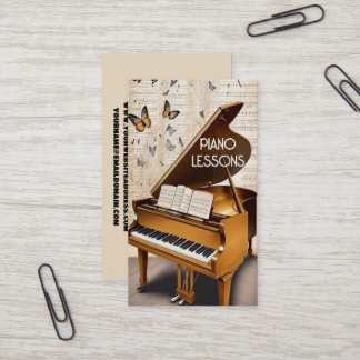 Carte De Visite Leçons de piano avec papillons