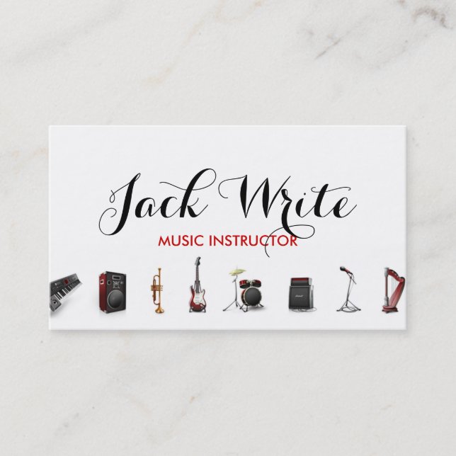 Carte De Visite Leçons Instrument Music Instructor Business (Devant)