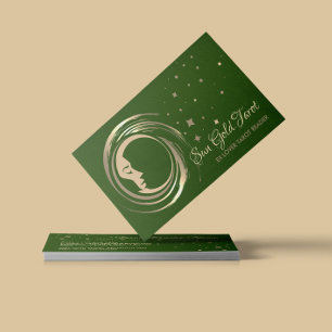 Carte De Visite Lecteur de tarot d'ex-amant céleste vert
