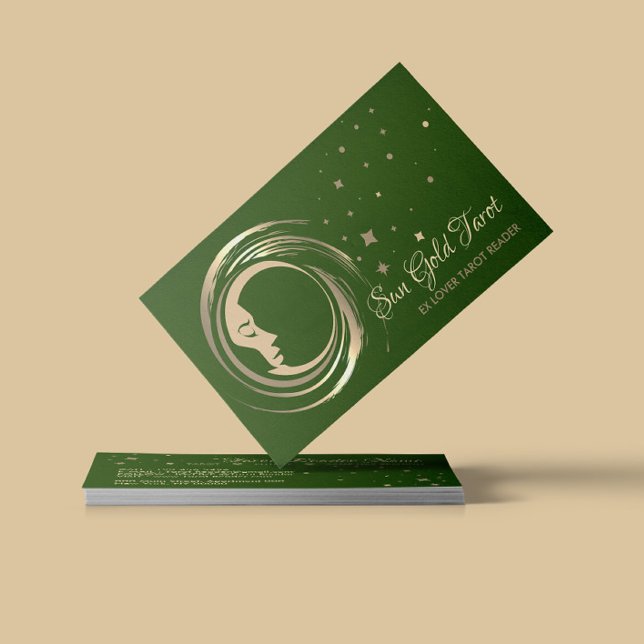 Carte De Visite Lecteur de tarot d'ex-amant céleste vert (Créateur téléchargé)