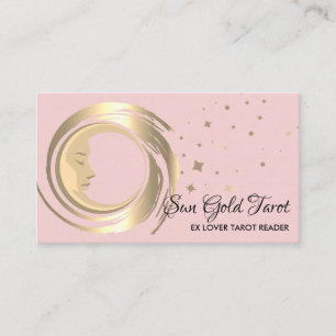 Carte De Visite Lecteur de Tarot rose Stars Lune Soleil Céleste