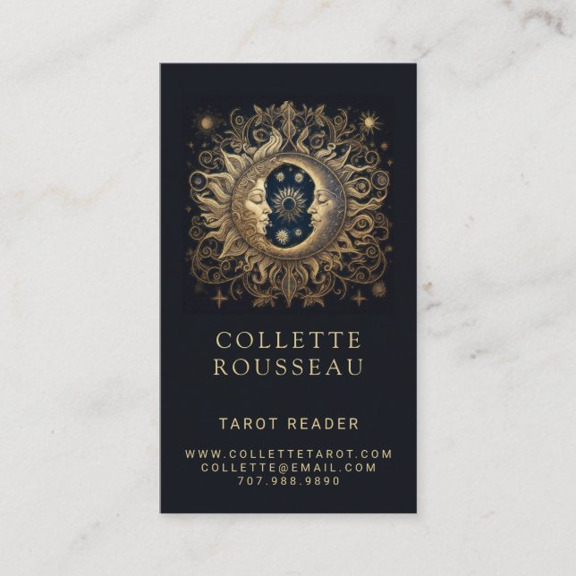 Carte De Visite Lecteur de Tarot Soleil Lune Céleste (Devant)