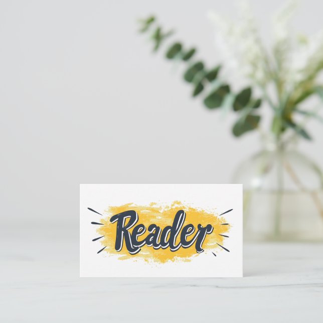 Carte De Visite Lecteur Slogan noir et jaune (Debout devant)