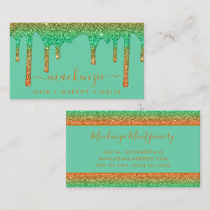 Carte De Visite Lecteurs de Parties scintillant Orange Turquoise R