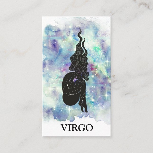 Carte De Visite *~* Lectures d'astrologie Zodiac VIRGO Turquoise b (Devant)