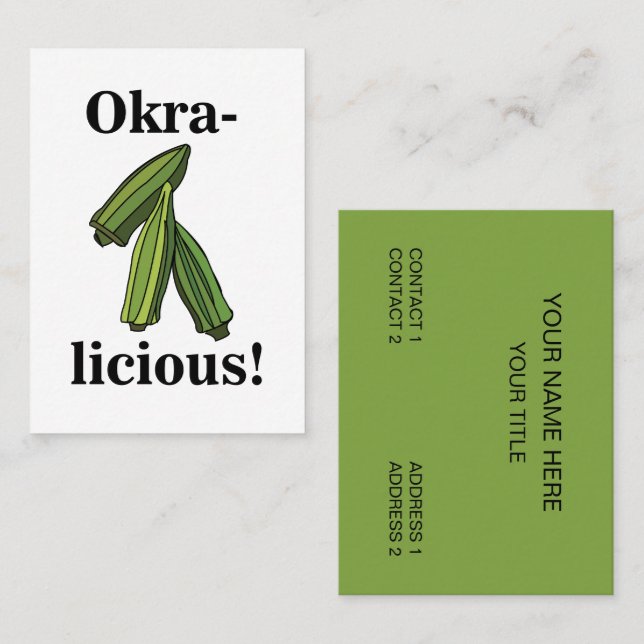 Carte De Visite Légume Okra Nourriture Saine (Devant / Derrière)