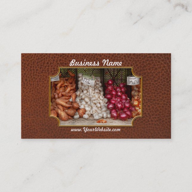 Carte De Visite Légume - Patates douces, Ail et Oignons (Devant)