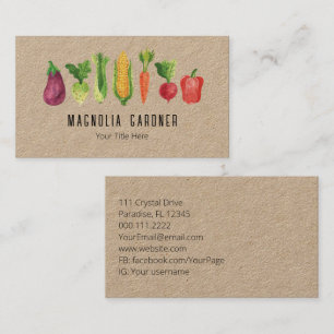 Carte De Visite Légumes à l'aquarelle Paysagiste Jardinier