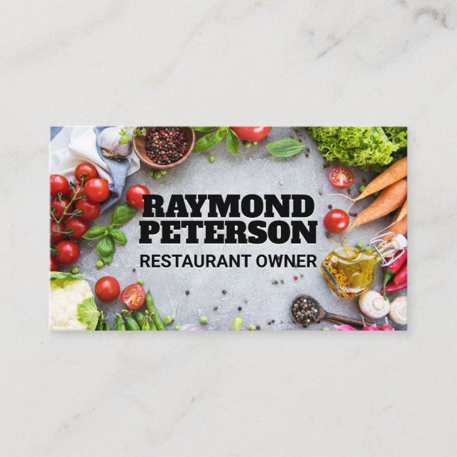 Carte De Visite Légumes et épices | Ingrédients gastronomiques (Devant)