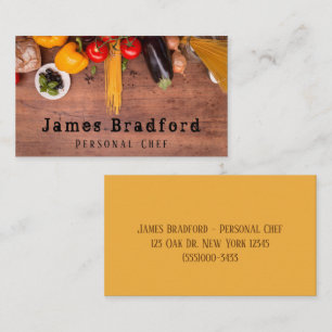 Carte De Visite Légumes sur le plateau de coupe Chef personnel