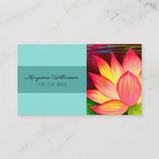 Carte De Visite L'élégante fleur de Lotus rose Turquoise personnal