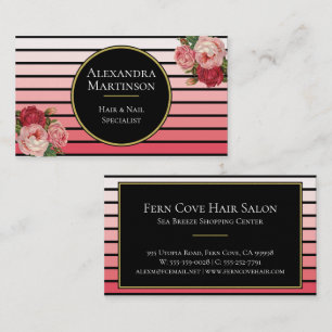 Carte De Visite L'élégante flûte moderne Blush Ombre Stripes Vinta