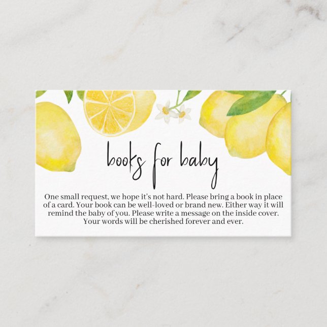 Carte De Visite  Lemon Baby Shower Books for Baby (Devant)
