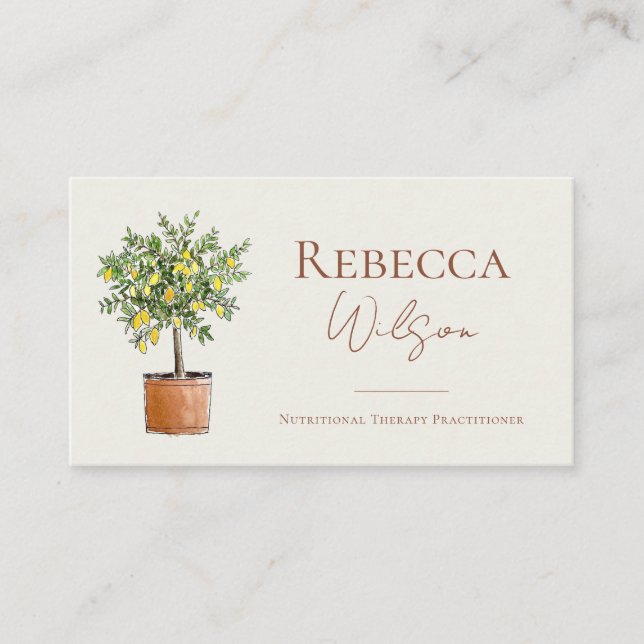 Carte De Visite Lemon Tree Business Card Nutrional Therapist (Devant)