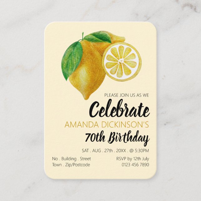 Carte De Visite Lemons, Lemonade et beaucoup de billets de cadeaux (Devant)