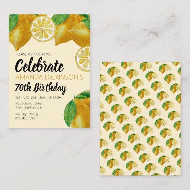 Carte De Visite Lemons, Lemonade et beaucoup de billets de cadeaux (Devant / Derrière)