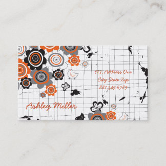 Carte De Visite L'encre grunge de poussins de fleurs d'orange