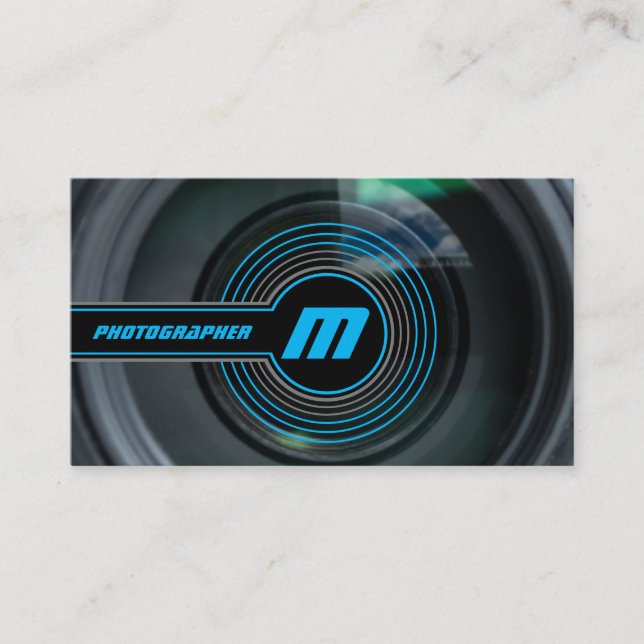Carte De Visite Lentilles pour photographes en bleu (Devant)