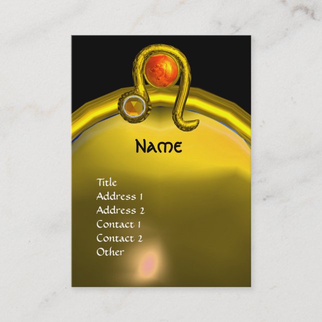 Carte De Visite LEO, TOPAZ MONOGRAS jaune vif orange noire (Devant)