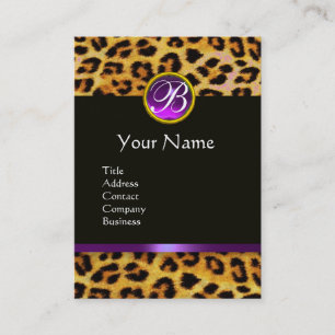 CARTE DE VISITE LEOPARD FOUR, PURPLE NOIR GEMSTONE MONOGRAM