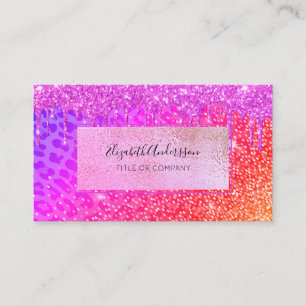 Carte De Visite Léopard rose pourpre parties scintillant goutte do