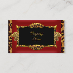 Carte De Visite Léopard Rouge Noir Or Élégant Boutique 6