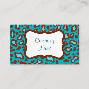 Carte de visite léopard turquoise
