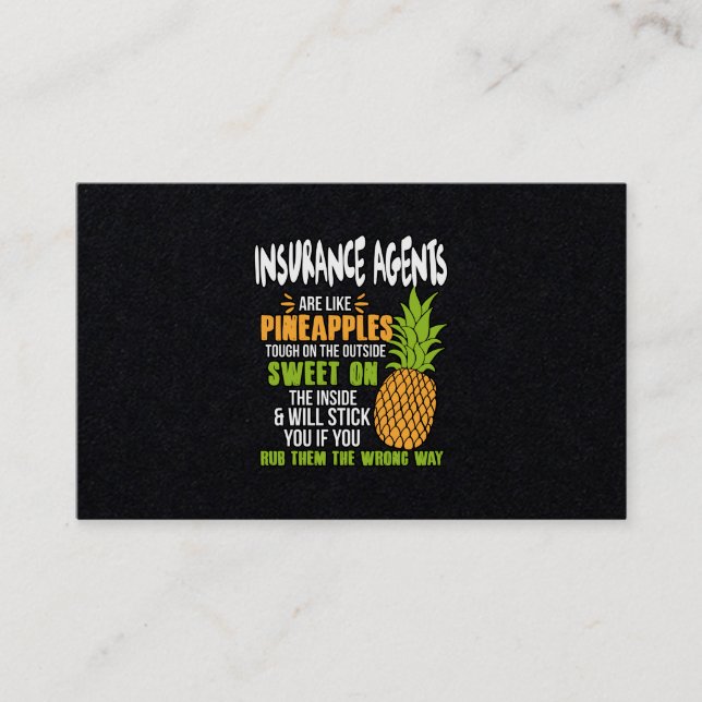 Carte De Visite Les Agents D'Assurance Sont Comme Des Ananas. (Devant)