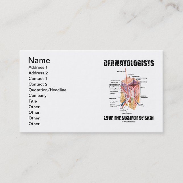 Carte De Visite Les dermatologues aiment le sujet de la peau (Devant)