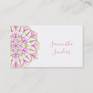 Carte De Visite Les Feuilles verts de Golden Pink Magnolia Mandala