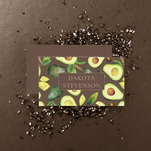Carte De Visite Les fleurs d'Avocado | Dark Green Rustic Professio (Créateur téléchargé)