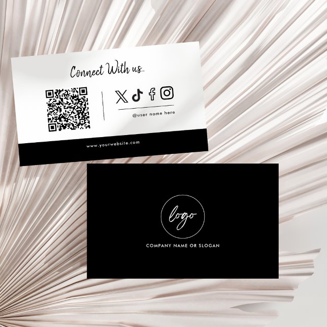 Carte De Visite Les icônes des médias sociaux Code Qr Logo Connect (Créateur téléchargé)