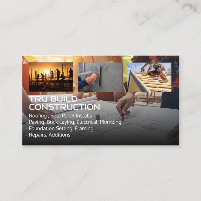 Carte De Visite Les ingénieurs examinent le plan directeur | Col b (Devant)