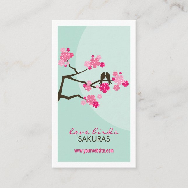 Carte De Visite Les inséparables Sakura de fleurs de cerisier (Devant)