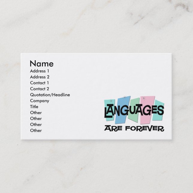 Carte De Visite Les langues sont Forever (Devant)
