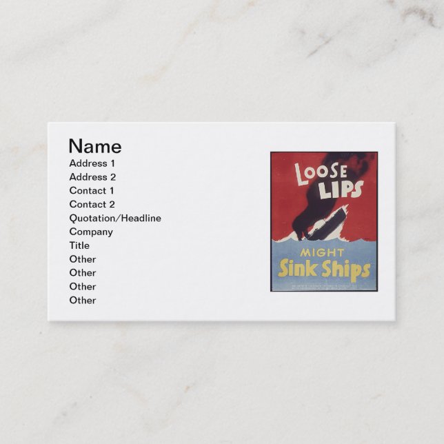 Carte De Visite Les lèvres Perdues Pourraient Éclater Les Navires  (Devant)