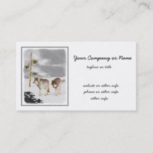 Carte De Visite Les loups en peinture sur neige - Art original de 